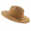 Zamszowy top kapelusz 9,5 cm szerokości brzegi fedora kapelusz mężczyźni kobiety jesienne zima poczuć jazz hats klasyczny kościół fedoras chapau sombrero mjer 240415