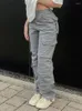 Pantalon féminin jean baggy cargo vintage des poches de streetwear des années 90