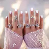 With Side Stones Silver Color Knuckle Rings Set For Women 2024 Punk Crystal Midi Finger Female Turkish Boho Drop Jewelry 7 PCS Bague Femme