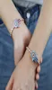 Новый розовый золото цвет синий фиолетовый CZ Paveed Burcoise Assuise Compet Advite Tennis Chain Bracelet для женщин Lucky Hamsa Hand Bracelet Wholesa4227722