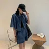 Shorts Shorts Summer Retro Denim Abito per donna Studente coreano Sundava corta Top Abbigliamento da donna Y2K a due pezzi