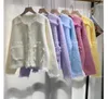 Dzian Korejpaa naśladowanie norek polarowy płaszcz sweter kobiety Koreańska moda jesienna zimowa kieszonkowa kieszonkowa kieszonkowa bąk eleganckie ubrania