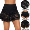 Plus size 5xl feminino de cintura alta biquíni inferior de roupas de banho praia de natação dupla renda de crochê short shorts shorts de maiô