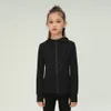 LL Girls' Top DEFINE Double -sided Wool Tops Slim Hooded Sports Jacket Yoga Coat for kids