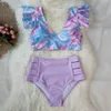 2024 LUSSO FLOOL RUFFUFE HIGH WANIST DUE BIKINI SET BIGINIS SUDIFICA SUDIFICA