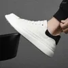 Casual Shoes For Male 2024 Versatile Basic Men's Vulcanize Man Sneakers Sewing Round Toe Lace Up Platform