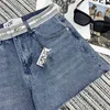 Kvinnors plus size byxor designer brev strass kvinnors kvinnor plus size byxor designer kvinnor hög stigning kort lyx design mini jeans sexig blå sommar denim shorts