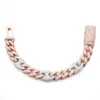 15 mm de ouro rosa 2 tom de porco jóias finas S925 Chain de ligação cubana de prata VVS1 colar de moissanita gelado