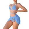 Damenbadebekleidung mit hoher taillierter Bikini-Set stilvoll mit Schnür-up-Tanga-Criss sexy Strandbekleidung für weiblichen Badeanzug