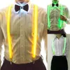Erkek Led Sırıştırıcılar Bow Tie Unisex Elastik Ayarlanabilir Pantolonlar Işıklı Müzik Festivali Kostüm Partisi için LED 240418