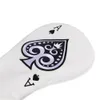 Poker Ace of Spades Design PU Leather Golf Club Headcover Driver Fairway Wood Hybrid Mallet Blade Putter Covers 240409