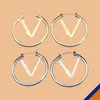 Ohrring -Stollen Ohrringe Designer V Luxusschmuck Bijoux S925 Silber Pin Alphabet Buchstaben Großer Hoop Neue Mode hochwertige Frauen Herren freie Schiffe