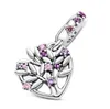 Pendente albero genealogico a forma di cuore rosa 925 ciondolo in argento sterling adatto per perle di fascino gioiello bracciale 799153c01 ciondolo regalo di moda