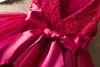 Meisjesjurken Baby Girl Christmas Red Dress Kids avondfeestje Kleding Tutu Princess V-backless Boutique kostuum verjaardag prom-jurk Vestidos