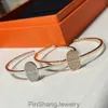 Cuff Bangle Top Luxury S925 Sterling Silver Pig Nose Brand Designer Full Crystal Round Charm Open Bangle Bracelet With Box For Women Jewelry