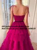 Party Dresses Sexy Fuchsia Prom Straps Sweetheart Floor Length Ruffled Skirt Tulle Evening Gown Birthday Dress