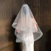 Bijoux de cheveux de mariage Veille de mariage Veil Veil à deux niveaux Veille de mariée minimaliste avec veils nuptiaux à joug