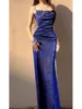 Abiti casual sirenetta blu party shinny crewl collo spaghetti cinturino elegante abito da sera maxi per donne vestidos para grados