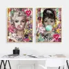 Fonds d'écran fonds d'écran IC Beauty Monroe et Hepburn Bubble Graffiti Wall Art Prints Toile PEINTURE Affiche Cuadros pour le salon Decora Home