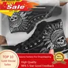 Casual Shoes High Top Men's Tribal Skull Design Bekväm vit Sole Gothic Day of the Dead Canvas Sneaker