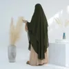 Lungo khimar a due strati chiffon musulmano niqab velo di preghiera sciarpe Dubai hijabs islamici turco Ramadan 2024 240402