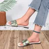 Sandals 2024Summer Ethnic Style Embroidered Slippers Round Toe Flat Bottom Casual Boho Outdoor Fashion All Match