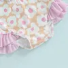 One-pièces princesse florale imprime bébé filles téméraire biscasseur de bobinerie de maillot de bain bébé combinaison de bain d'été pour bébé de natation Q240418