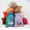 Shopping Bags 50Pcs/lot Fashion Drawstring Burlap Bag Personalized Name Gift For Jewelry Packaging Jute Packing Wedding Candy