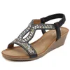 Gai Boheemse sandalen vrouwen slippers zomer wig gladiator zwart witte sandaal dames elastische strandschoenen snaar kraal