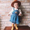 Sommer Kinder Denim Sets Stickerei Rainbow Baby Strampler Schwester Bruder Match Kleidung Mädchen Kleider 240327