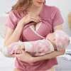 T-Shirt 2pcs/set Pregnancy Pamas Sleepwear Nursing Pregnant Woman Sling Breastfeeding Nightgown Maternity Labor Dress+robe Childbirth