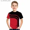 T-shirty Dziecięce 3D Geometryczne wydrukowane koszulka Childrens Summer Modna T-shirt chłopcy i dziewczęta unisex dziecięce doryjne sportowe odzież T-shirt top Q240418