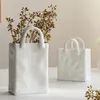 Nordic Portable Vase Ceramic Flower Modern Home Decor Accessories Living Room Decoration Garden Bedroom Ornaments 240411