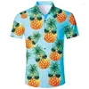 Chemises décontractées pour hommes Unisexe Hawaiian Fruit 3D Pineapple pastèque 2024 Summer Summer Summer Soules à manches