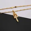 Ch Croix Holy Sword Set with Diamonds and Electroplated 24k Gold Necklace Personalized Light Luxury Cold Style Girl