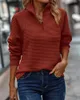 Womens Fall Fashion Quarter Zip Sweatshirts Half Zip Casual Long Sleeve Solid Color V Neck Pullover Tops 2404182