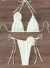 Swimwear pour femmes Sexy Bikini Set Femmes Swimsuit 2024 Black Blanc 3D Floral Imprime Micro Bikinis Brésilien Coupure de plage Costume de baignade