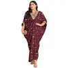 Ethnic Clothing Plus Size 4XL Women Long Dress Gold Print Embroidery Maxi Muslim Islamic Kaftan Summer V-neck Short Sleeve Vestidos