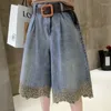 Frauen Jeans Y2K Wide Leghose für Frauen hohe Taille Streetwear Patchwork Spitze gerade Pantalon Femme Vintage lässige Jeanshosen