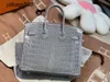 Top Cowhide Handbag Brkns Genuine Leather High gloss Crocodile Skin Bright Face Belly 25 Luxury GreyG092ZWXU