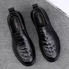 Chaussures décontractées Crocodile Patché Men de la mode en cuir authentique pour hommes de luxe de mariage formel Footwear Classic Business Man Oxford