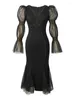 Повседневные платья весеннее осенние дамы черные длинные платья Женская одежда Яркий шелк V-образный вырезок Bodycon Maxi Plow