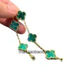 Designer 1to1 Brangle Bijoux de luxe Classic Fanjia 925 Pure Silver Natural Malachite Gold Plated Flower Clover Bracelet Personnalisé Bijoux personnalisé