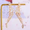Dangle Earrings GODKI 2024 Christmas Feather Charms Long Statement For Women Wedding Fashion Cubic Zircon Bohemia Jewelry