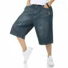 Pantalon masculin Hip-hop Capri Jeans Shorts denim Détendus Hipster décontracté Couleur solide ample