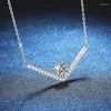 Kedjor XL130 LEFEI Fashion Trend Luxury Classic Moissanite Diamond-Set Design Letter V Necklace For Women 925 Silver Party Jewelry Gift
