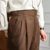 Herenbroek 2024 herfst winterbedrijf mode verdikt warm stevige kleurpak broek casual all-match potlood voor mannen