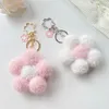 Keychains Lanyards Flower Hairball Keychain Cute Plush Bag Key Ring Pendant Color Creative Sunflower Pendant Individualization Couple Gift