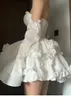 ヴィンテージの気質女性の夏のドレス絶妙でユニークなホワイトチューブトップチュチュドレススリーベルド​​レス女性240410