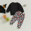 Set di abbigliamento pudcoco neonati natici 2pcs pantaloni di halloween lettere a maniche lunghe